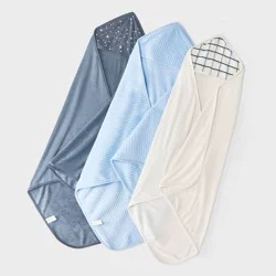 Baby 3pk hooded Bath Towel - Cloud Island™ Blue