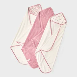 Baby 3pk hooded Bath Towel - Cloud Island™ Pink