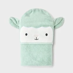 Baby hooded Bath Towel - Cloud Island™ white/Green lamb