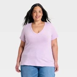 Women's Short Sleeve Iconic V-Neck T-Shirt - Universal Thread™ Purple XXL