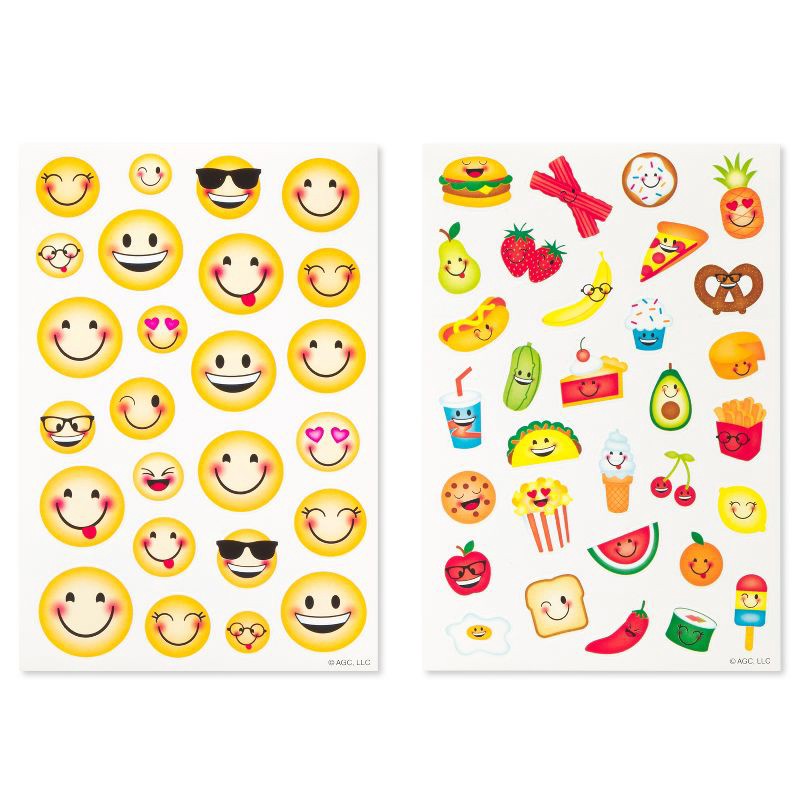 slide 1 of 5, American Greetings Cute Emoji and Smiley Food Stickers 224ct - 8 Sheets, 224 ct, 8 sheets
