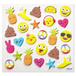 American Greetings Puffy Stickers for Kids/3D Emojis/Hearts/Tacos 25ct - 2 Sheets