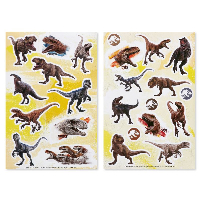 slide 1 of 5, American Greetings Jurassic World Dominion Stickers for Kids, T-Rex and Velociraptor 72ct, 6 Sheets, 6 ct