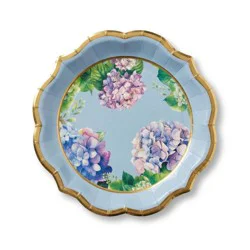 OMG IT's PAPER OMG! IT's PAPER 8ct 10.5" Dinner Paper Plates Blue Hydrangea Floral
