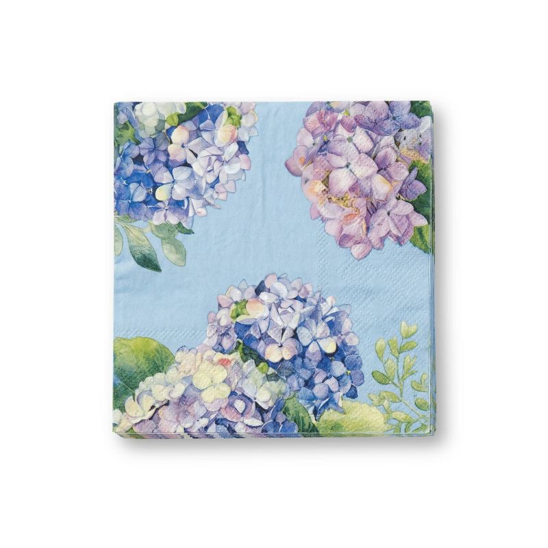 slide 1 of 4, OMG IT's PAPER OMG! IT's PAPER 20ct Lunch Paper Napkins Blue Hydrangea Floral, 20 ct