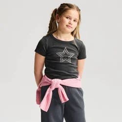 Girls' Short Sleeve Fitted Studded 'star' Graphic T-Shirt - Cat & Jack™ Charcoal Gray S