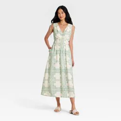 Women's V-Neck Midi Dress - A New Day™ Cream L