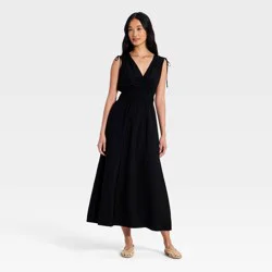 Women's V-Neck Midi Dress - A New Day™ Black S
