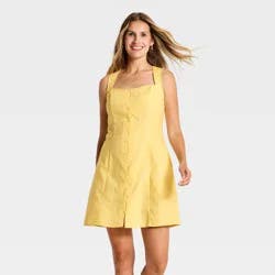 Women's Button-Up Mini Dress - A New Day™ Yellow M