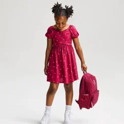 Girls' Short Sleeve Heart Lockets Woven Dress - Cat & Jack™ Cherry Red S