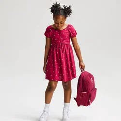 Girls' Short Sleeve Heart Lockets Woven Dress - Cat & Jack™ Cherry Red S