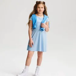 Girls' Short Sleeve Polka Dots Knit Dress - Cat & Jack™ Blue M