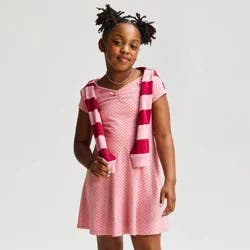 Girls' Short Sleeve Polka Dots Knit Dress - Cat & Jack™ Mauve M