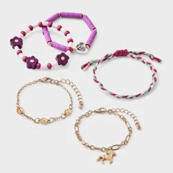 Girls' Printed Heart and Horse Charm Bracelet Set 5pc - Cat & Jack™