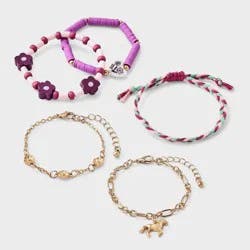 Girls' Printed Heart and Horse Charm Bracelet Set 5pc - Cat & Jack™
