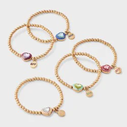 Girls' BFF Heart & Jewel Charm Bracelet Set 5pc - Cat & Jack™