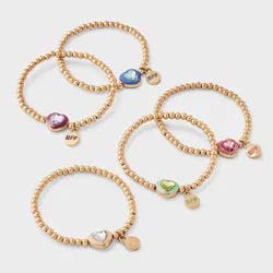Girls' BFF Heart & Jewel Charm Bracelet Set 5pc - Cat & Jack™
