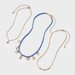 Girls' Icon Charms with Bear Layered Necklace Set 3pc - Cat & Jack™ Gold