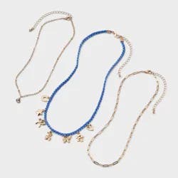 Girls' Icon Charms with Bear Layered Necklace Set 3pc - Cat & Jack™ Gold