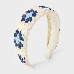 Girls' Floral Knitted Headband - Cat & Jack™ Blue/Cream