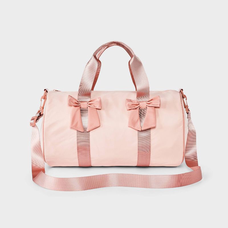 slide 1 of 4, Girls' Duffel Bag with Bows - Cat & Jack™ Pink, 1 ct