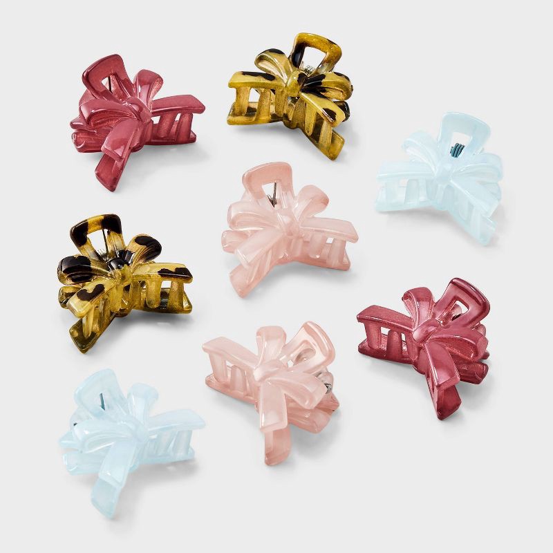 slide 1 of 3, Girls' Bow Claw Hair Clip Set 8pc - Cat & Jack™, 8 ct