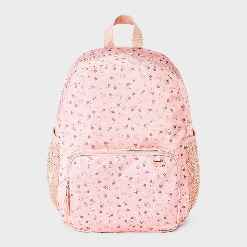 slide 1 of 5, Girls' Ditsy Floral Two Pocket Backpack - Cat & Jack™ Pink, 1 ct