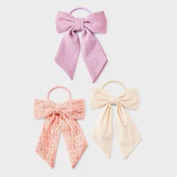 Girls' Bow Ponytail Holder 3pc - Cat & Jack™ - Cream/Pink/Purple