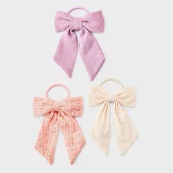 Girls' Bow Ponytail Holder 3pc - Cat & Jack™ - Cream/Pink/Purple
