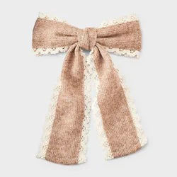 Girls' Ribbed Knit Bow Hair Barrette - Cat & Jack™ Beige/Cream
