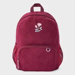Girls' Embroidered Flower Corduroy Backpack - Cat & Jack™ Maroon
