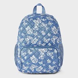 Girls' Quilted Butterfly Two Pocket Backpack - Cat & Jack™ Blue/White