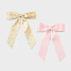 Girls' Bow Hair Barrette 2pc - Pink/Yellow - Cat & Jack™