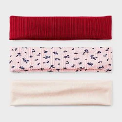 Girls' Floral Print Headwrap Set 3pc - art class™ Pink/Cream/Maroon