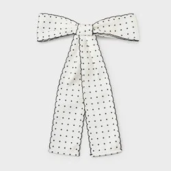 Girls' Chenille Polka Dot Bow Hair Barrette White/Black - art class™