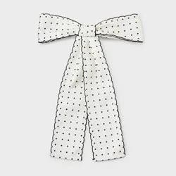 Girls' Chenille Polka Dot Bow Hair Barrette White/Black - art class™