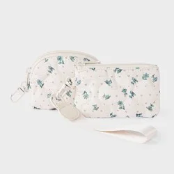 Girls' Floral Wristlet Pouch 2pc Set - art class™ Cream