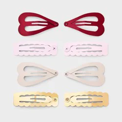 Girls' Mixed Heart Snap Hair Clip Set 8pc Burgundy/Pink - art class™