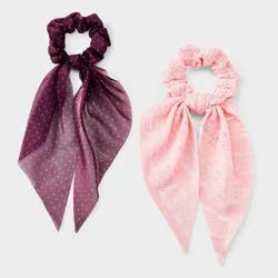 Girls' Textured Print Hair Twisters with Tails 2pc - art class™ Pink and Burgundy Dot