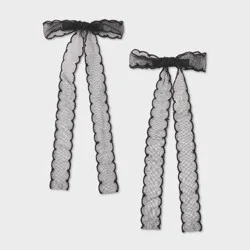 Girls' Mesh Bow Hair Barrette 2pc Black - art class™