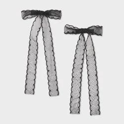 Girls' Mesh Bow Hair Barrette 2pc Black - art class™