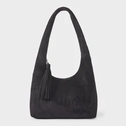 Girls' Suede Shoulder Bag with Tassel Puller - art class™ Black