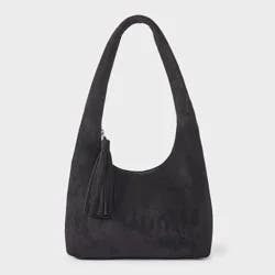 Girls' Suede Shoulder Bag with Tassel Puller - art class™ Black