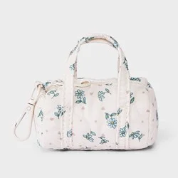 Girls' Floral Mini Duffle Bag Charm - art class™ Cream/Blue