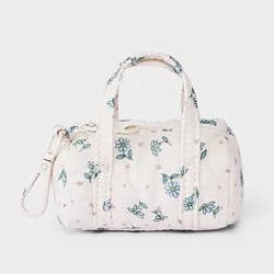 Girls' Floral Mini Duffle Bag Charm - art class™ Cream/Blue