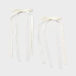 Girls' Lace Bow Hair Barrette 2pc White/Cream - art class™