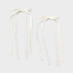 Girls' Lace Bow Hair Barrette 2pc White/Cream - art class™