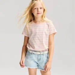 Girls' Short Sleeve 100% Cotton Striped T-Shirt - Cat & Jack™ Pink L