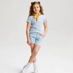 Girls' Short Sleeve 100% Cotton Striped T-Shirt - Cat & Jack™ Blue S