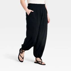 Women's Mid-Rise Balloon Ankle Pull-On Pants - Universal Thread™ Black XXL